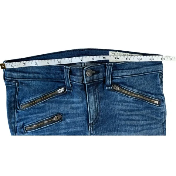 Rag & Bone Skinny Ankle Jeans, Zipper Detail, Stretch, Medium Wash - Size 26 - Picture 8 of 16